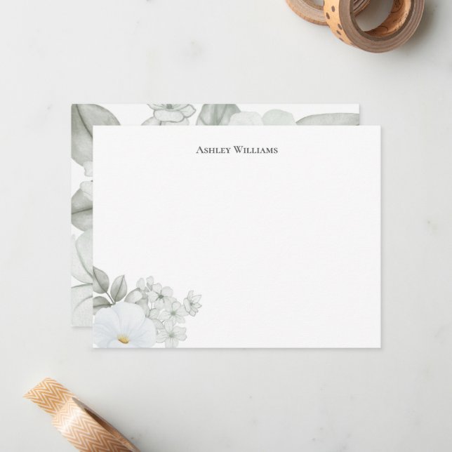 Elegant Watercolor Floral Personalised Card (Front/Back In Situ)