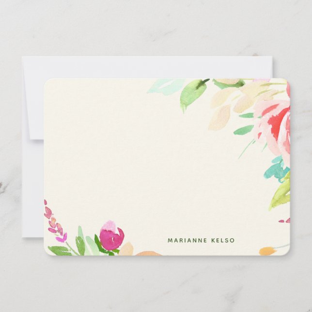 Elegant Watercolor Floral Personalised Colourful Card (Front)