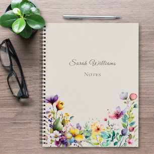 Elegant Watercolor Floral Personalised Notebook