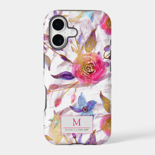 Elegant watercolor floral Pink and white