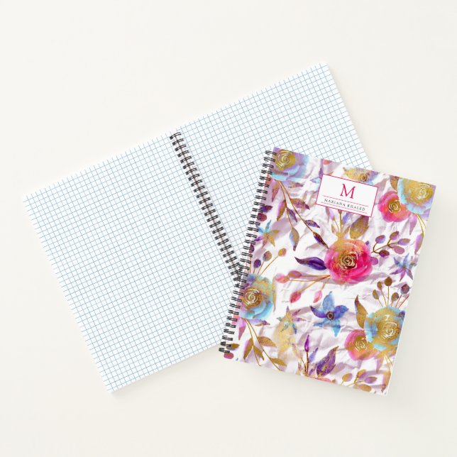 Elegant watercolor floral Pink and white  Notebook (Inside)
