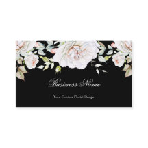 Elegant Watercolor Floral Pink White Roses Black