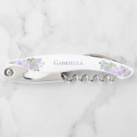 Elegant Watercolor Floral Purple Boho Wedding Name Corkscrew<br><div class="desc">These beautiful corkscrews are designed as gifts for your bridesmaids or maid of honour. They feature a rustic hand painted watercolor design with dusty purple, lilac, and lavender roses and flowers on a white background and her name in the middle. Perfect way to thank her or invite her to be...</div>