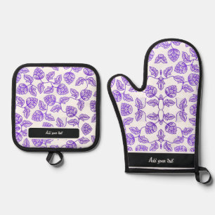 Elegant Watercolor Floral Quilted Oven Mitt & Pot Holder Set