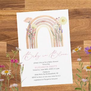 Elegant Watercolor Floral Rainbow Baby Shower Invitation