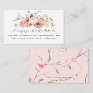 Elegant watercolor floral recipe for the bride enclosure card