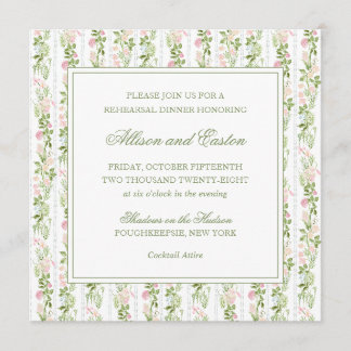 Elegant Watercolor Floral Rehearsal Dinner Invite