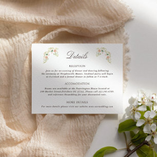 Elegant Watercolor Floral Rococo Wedding Details Enclosure Card