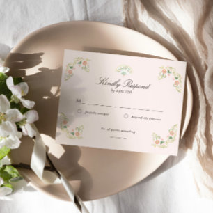 Elegant Watercolor Floral Rococo Wedding RSVP Card