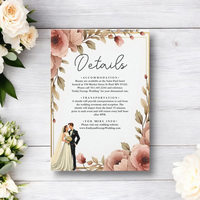 Elegant Watercolor Floral Romantic Couple Wedding Enclosure Card (Creator Uploaded)