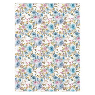 Elegant Watercolor Floral Roses Lavender Ice Blue Tablecloth