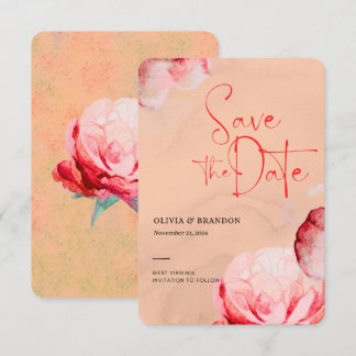 Elegant Watercolor Floral Save The Date Card