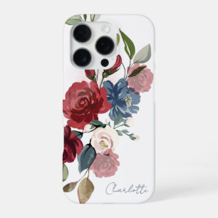 Elegant Watercolor Floral Script Personalised iPhone 16 Pro Case