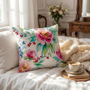 Elegant Watercolor Floral – Seamless Pink Roses Cushion