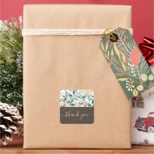 Elegant watercolor floral  square sticker