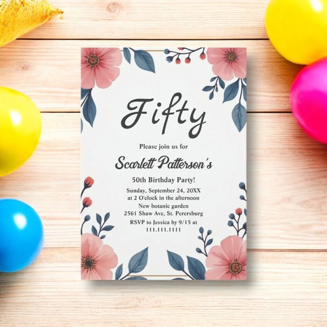 Elegant Watercolor Floral Summer Chic Birthday Invitation (Creator Uploaded)