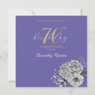 Elegant Watercolor Floral Surprise Birthday Party Invitation