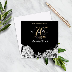 Elegant Watercolor Floral Surprise Birthday Party Invitation