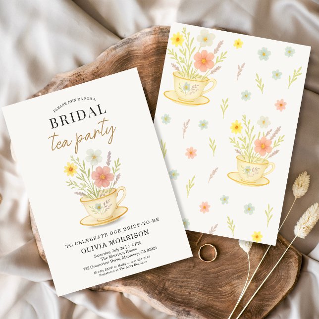 Elegant Watercolor Floral Teacup Bridal Shower Invitation (Creator Uploaded)