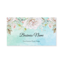 Elegant Watercolor Floral teal blue Pink White
