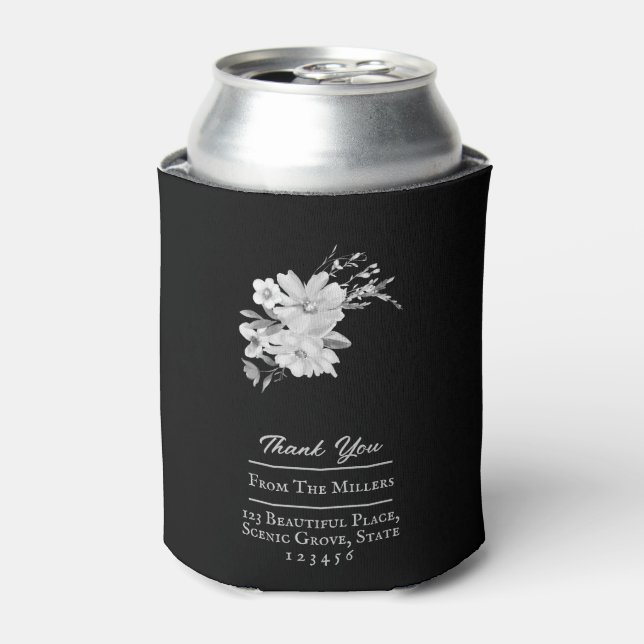 Elegant Watercolor Floral Thank You Can Cooler (Can Front)