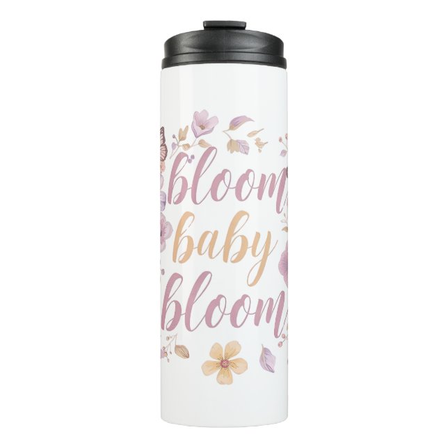 Elegant Watercolor Floral Thermal Tumbler (Front)