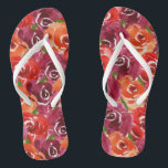 Elegant Watercolor Floral Thongs<br><div class="desc">Pink,  orange and deep purple floral watercolor design is fun a wedding party gift,  wedding day,  birthday gift or just treat yourself. MATCHING items in our store.</div>