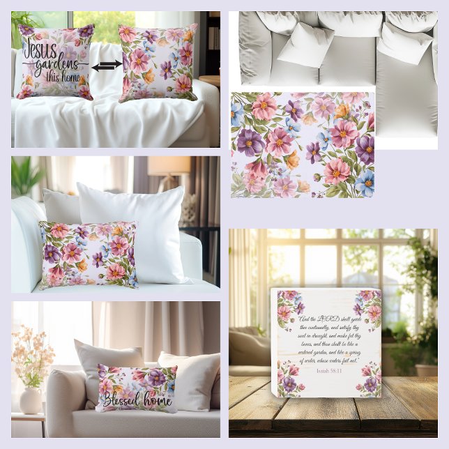 Elegant Watercolor Floral Throw Pillow (Creator Uploaded)