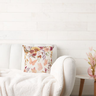 Elegant Watercolor Floral Throw Pillow