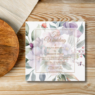 Elegant Watercolor floral transparent Wedding Invitation