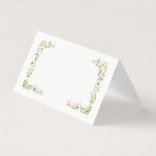 Elegant Watercolor Floral Wedding Blank Place Card