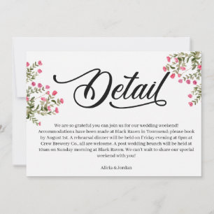 Elegant Watercolor Floral Wedding Details Card