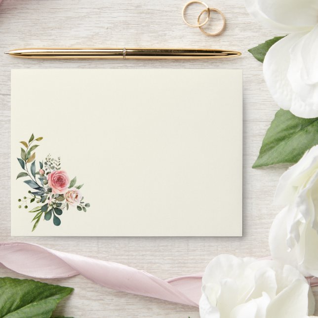Elegant Watercolor Floral Wedding Envelope (Wedding)