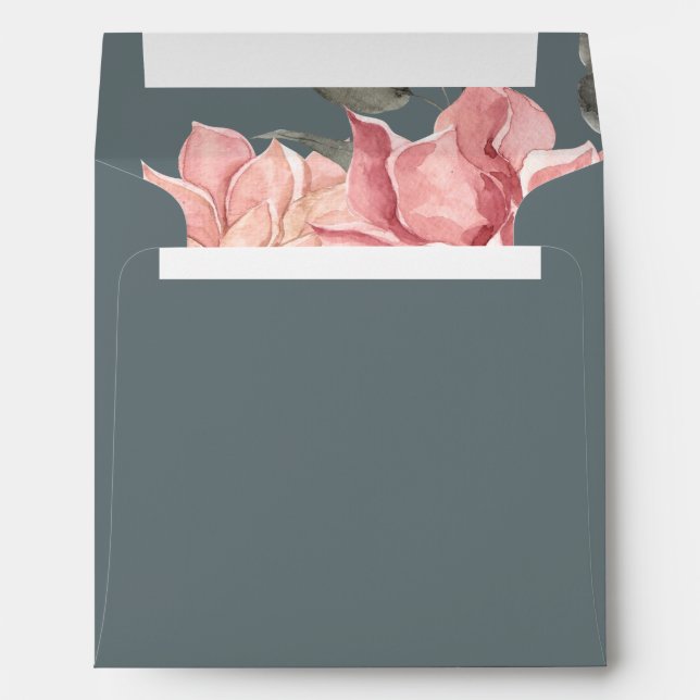 Elegant Watercolor Floral Wedding Envelope (Back (Bottom))