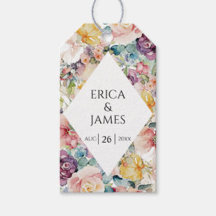 Elegant Watercolor Floral Wedding Gift Tags