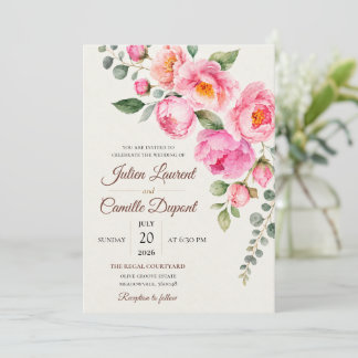 Elegant Watercolor Floral Wedding Invitation