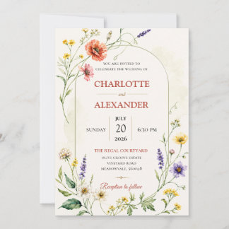Elegant Watercolor Floral Wedding Invitation