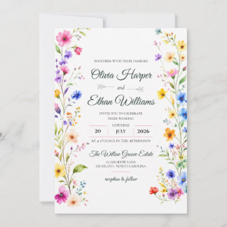 Elegant Watercolor Floral Wedding Invitation