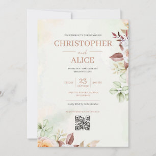 Elegant Watercolor Floral Wedding Invitation