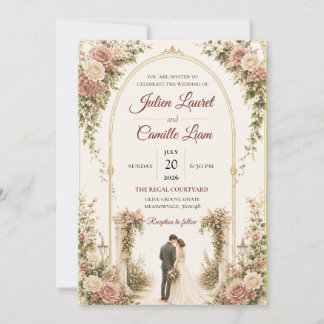 Elegant Watercolor Floral Wedding Invitation