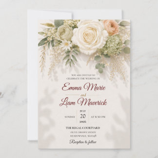 Elegant Watercolor Floral Wedding Invitation