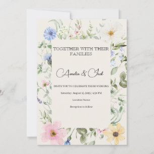 Elegant Watercolor Floral Wedding Invitation