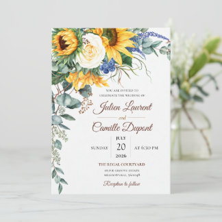 Elegant Watercolor Floral Wedding Invitation