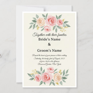 Elegant Watercolor Floral Wedding Invitation 