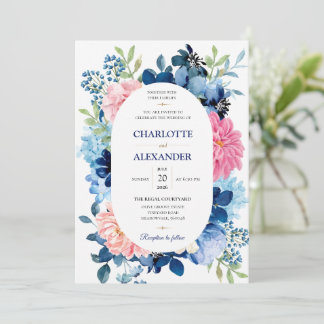 Elegant Watercolor Floral Wedding Invitation