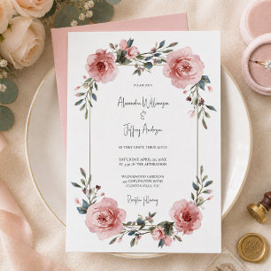 Elegant Watercolor Floral Wedding Invitation