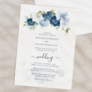 Elegant Watercolor Floral Wedding Invitation