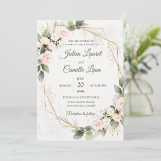Elegant Watercolor Floral Wedding Invitation