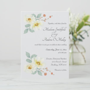 Elegant Watercolor Floral Wedding Invitation