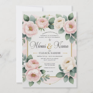 Elegant Watercolor Floral Wedding  Invitation
